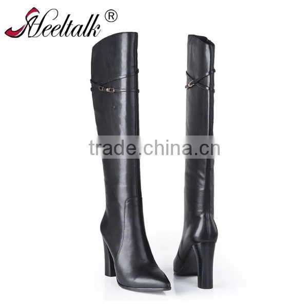 OEM ODM Bulk sell custom made wholesale pure leather boots for women tight high heel leather boots