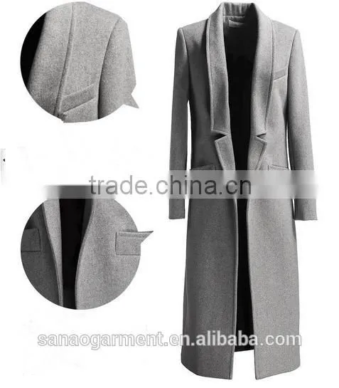 2015 European minimalis mwomen's long wool coat