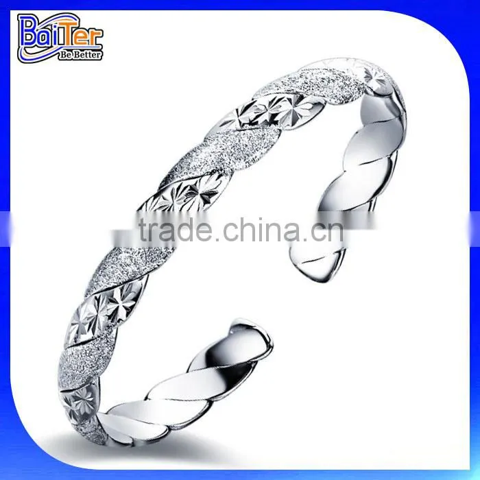 Custom Pave CZ Silver Palm Cuff Bangle Wholesale