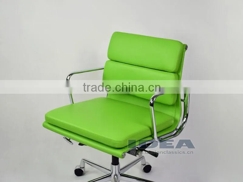 Replica Charles and Ray EA217 Low Back Soft Pad Desk Chair - Salad Green Color Genuine Leather