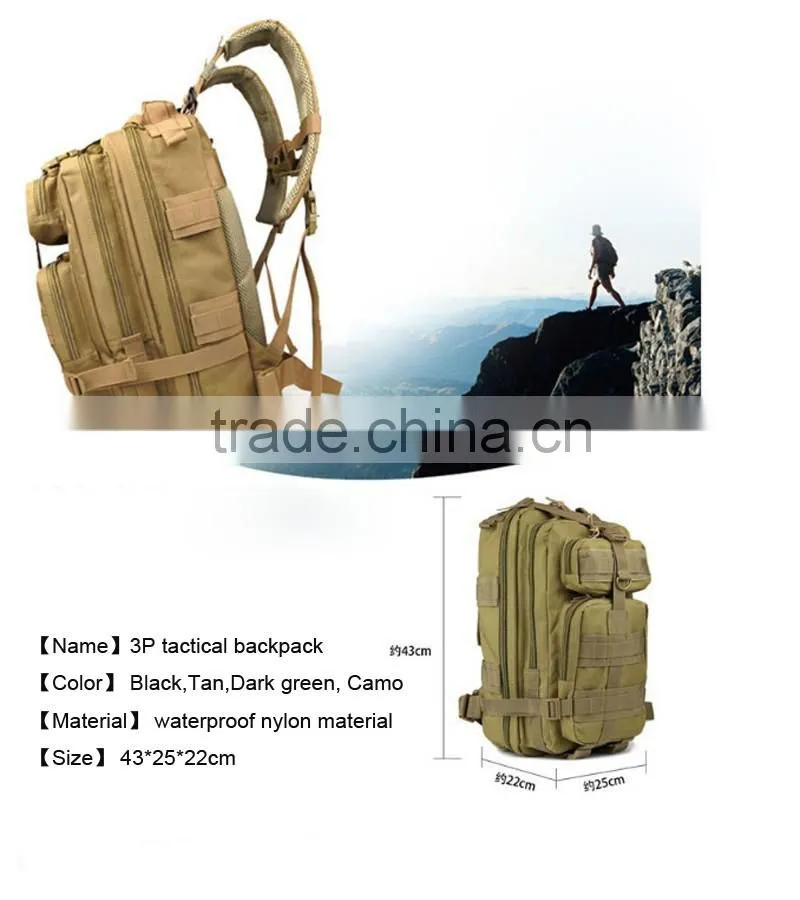 Army mountaineering bags Outdoor waterproof camouflage 3P Tactical Backpack