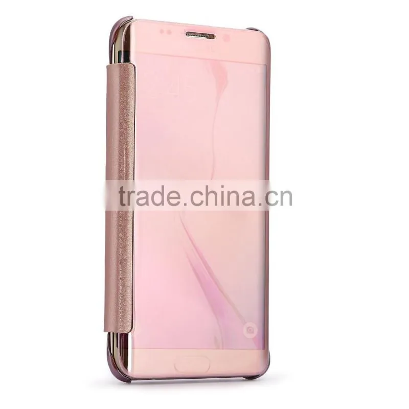 for Galaxy S7 Edge Case, Acessor-Z Fashion Luxury Glossy Mirror Clear View Smart Date/Time Premium