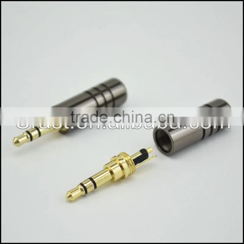OEM Gold Plated 2.5mm 3 pole headphone plug stereo wire audio and video connectors for DIY jack adapter