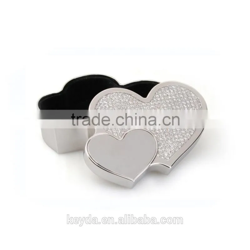 High end heart shaped metal trinket box,fashion wedding gift box,alloy trinket jewelry box