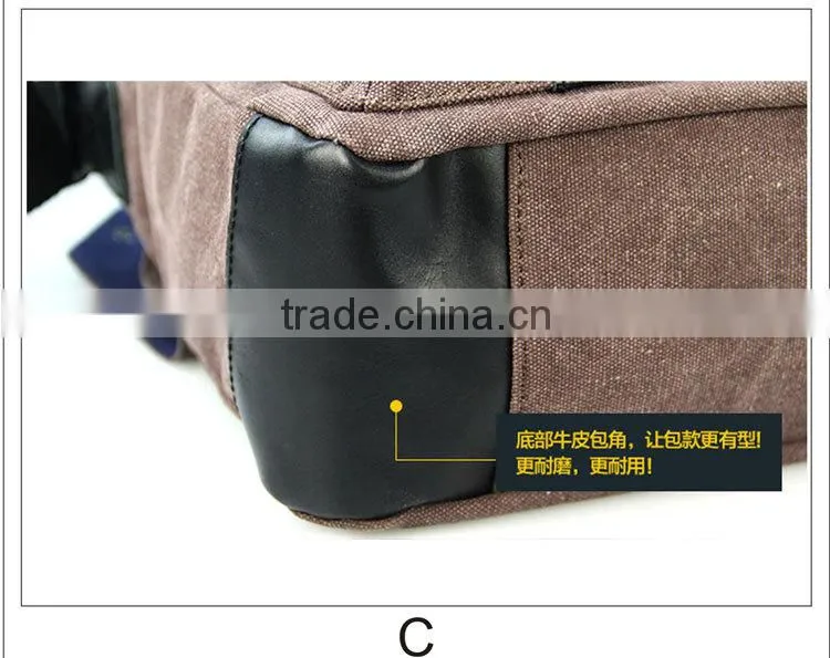 casual canvas messenger bag with leather trim,genuine leather canvas bag for men,canvas messenger bags china