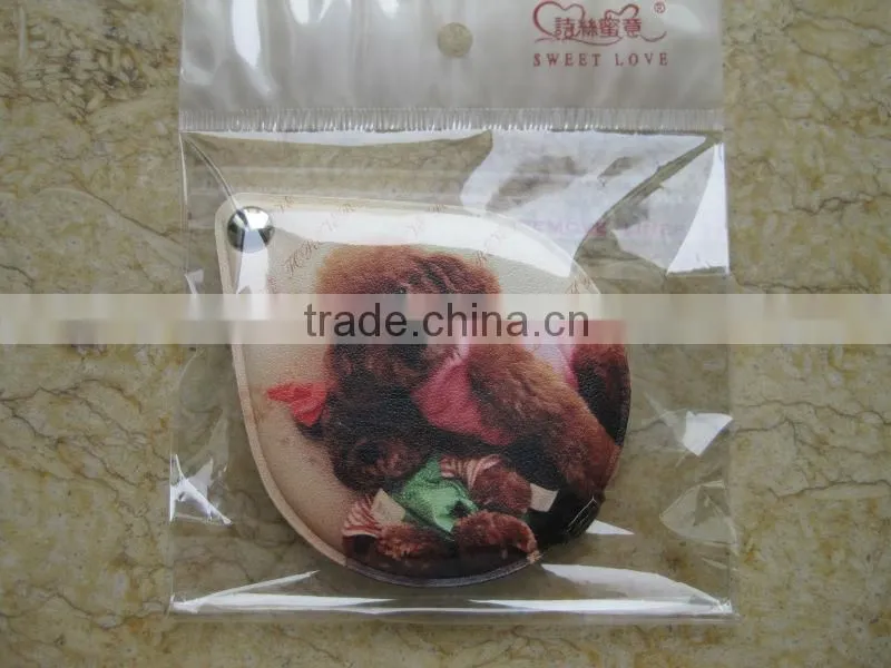 2015 newly leather compact mirror with keychain for wholesale,ME302