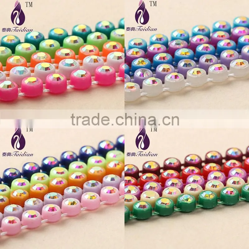 SS6 Plastic Rhinestone Trim Chain,2.3MM Rhinestone wedding trim