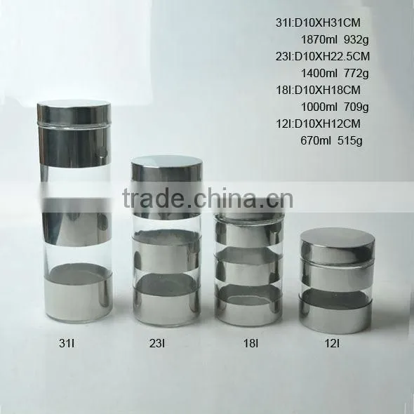 55ML glass canister with stainless steel coated glass for storage