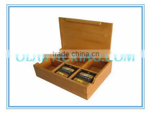 Fancy tea display box for luxury wooden tea box with 6 compartments