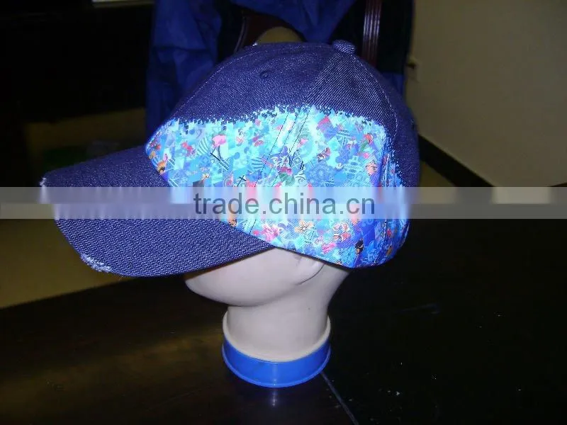 jean baseball cap with hot transfer printing