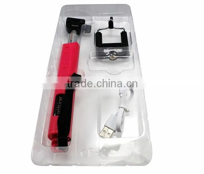 wholesale wired monopod selfie stick headphone cable control