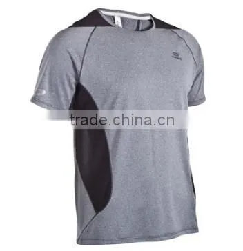 Mens Spring Autumn Short Sleeve Contrasted Running Shirt Grey Black