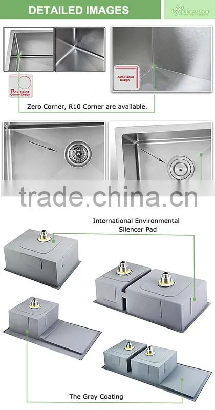 Small Kitchen Sink Design Undermount Corner Single Bowl Handmade Stainless Steel Sink HS2318
