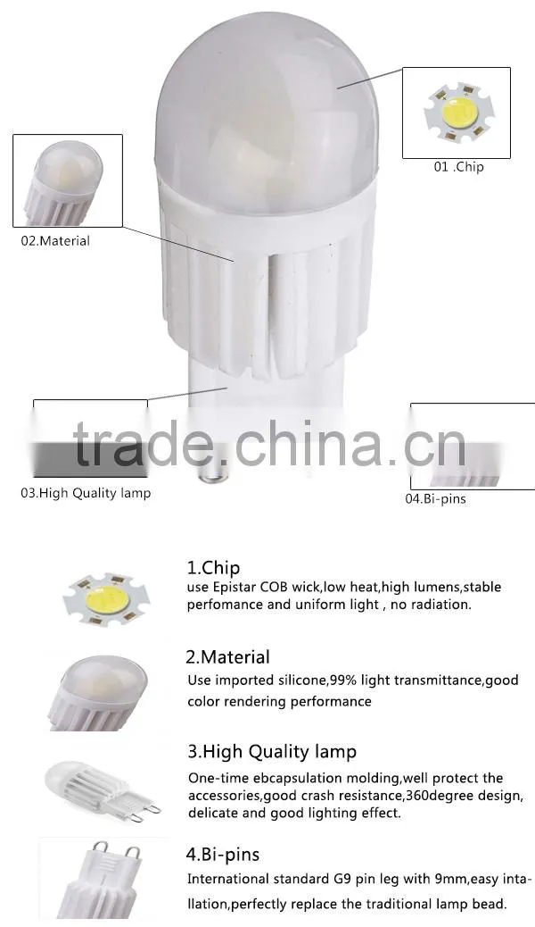 G9 Dimmable Ceramic 3.5w 210lm 360degree g9 led light bulb