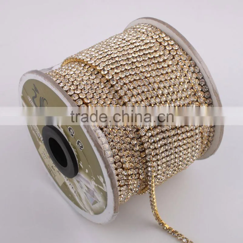 Wholesale rhinestone sliver&gold plated cup chain in roll