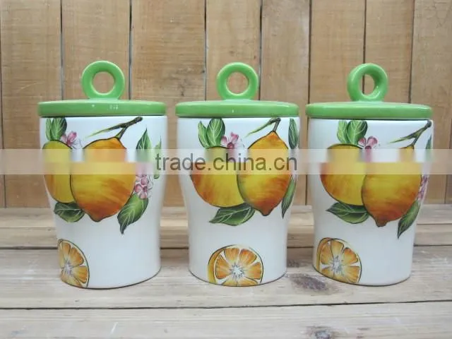 Colorful ceraimic kicthen canister set, tea/coffee/sugar jar