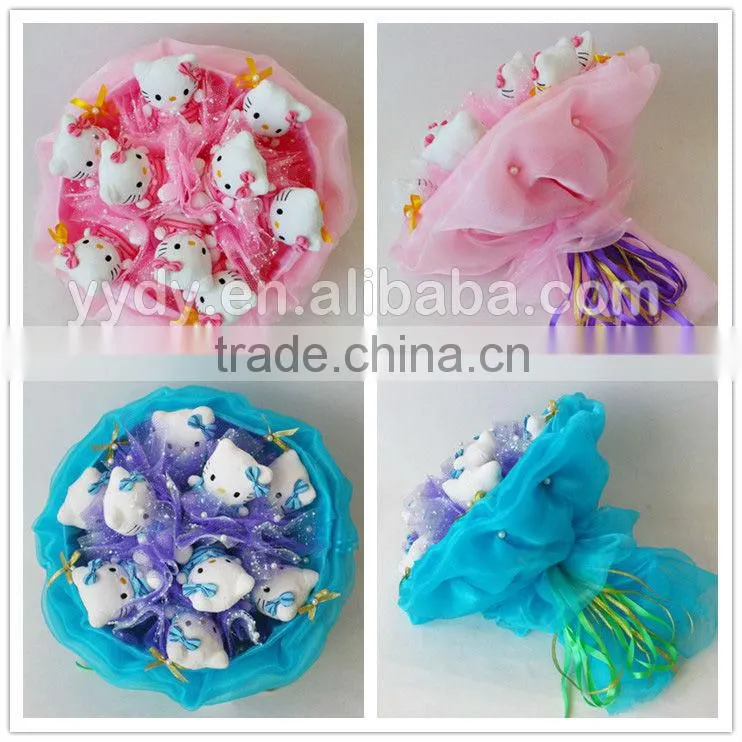 Lovely hello kitty flower plush valentines gift