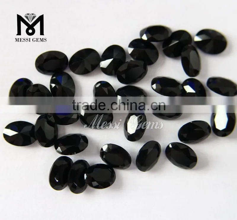 2015 Chinese Wholesale Oval Cut 6*8 mm Black Agate Stone