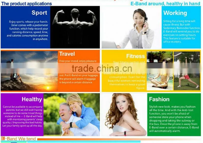 0.91 Inch OLED screen Anti-lost E-band S55 IP67 waterproof watch wristband bluetooth smart bracelet sync for smartphone