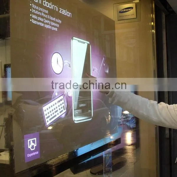 Low price of adhesive rear projection film/foil for shop window, display, glasses, shopping mall, advertising, store, exhibition