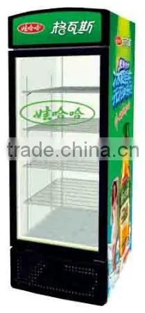 supermarket upright glass display showcase for beverage