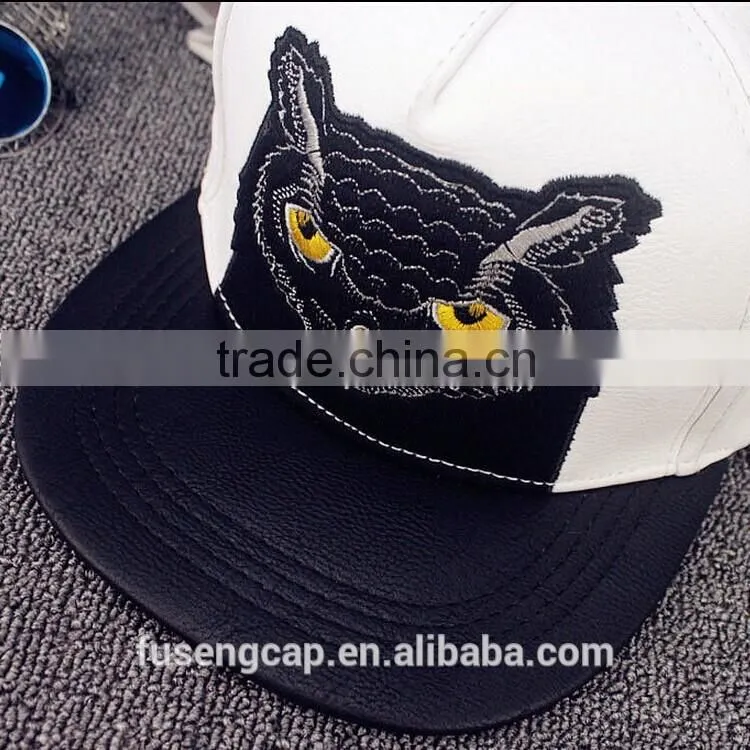 owl embroidery pattern high quanlity leather realistic china snapback hats