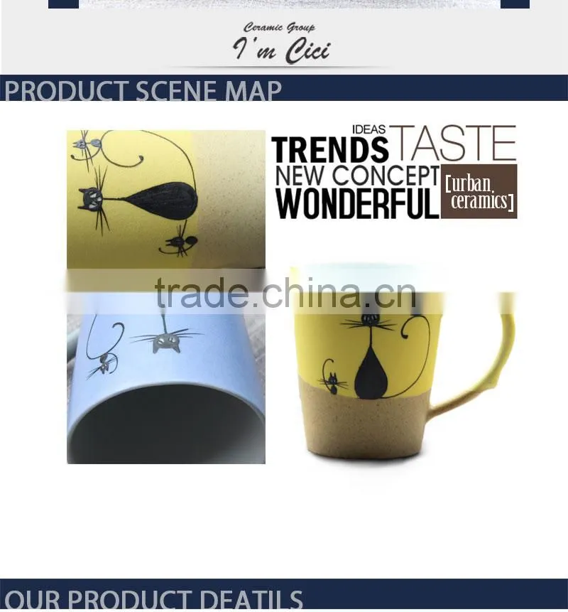 Personalized cat pattern ceramic coffee travel mug CC-C046
