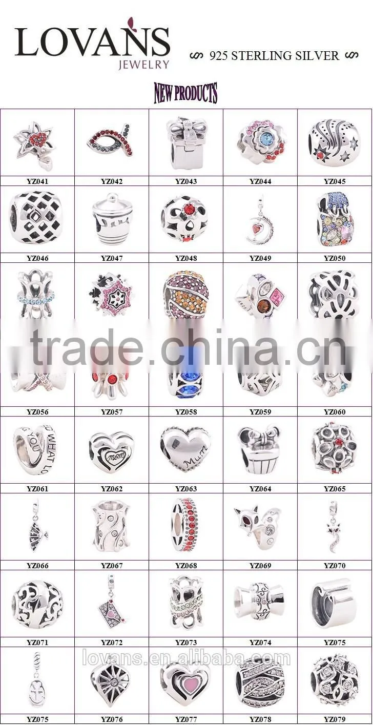 925 sterling silver charms white CZ flower shaped charms/beads