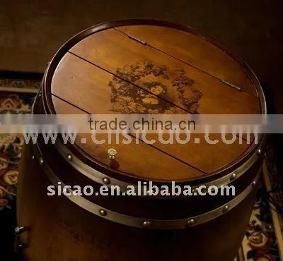Electric Wooden Barrel Cooler Wood Furniture Cabinet No Compressor Barrel Fridge