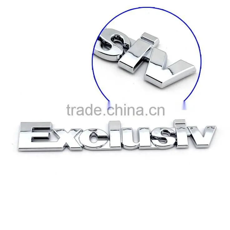 Wholesale chrome abs 3D letters car enamel pin badge