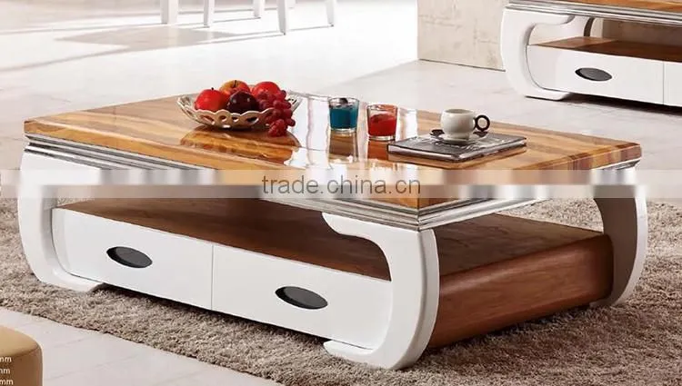 Wood&Marble End Table, Elegant Living Room Furniture