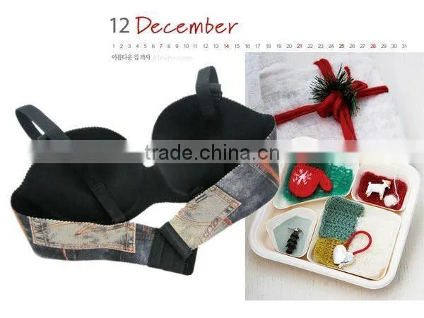 jean print one piece girls underwear bra