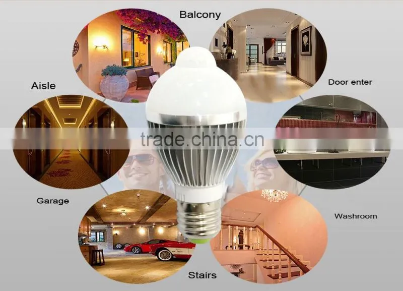China supplier pir sensor bulb E27 B22 3w 5w 7w sensor led lights