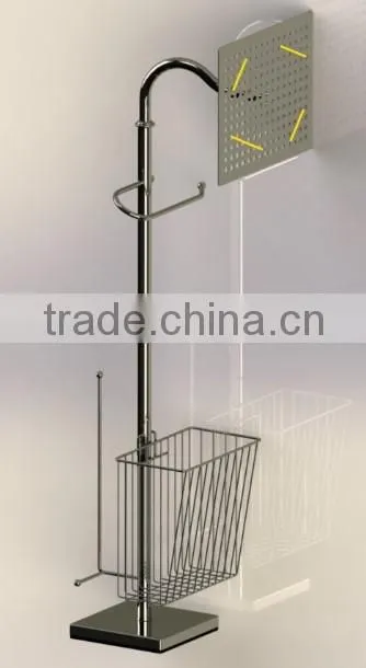 Tension pole caddy and toilet paper holder