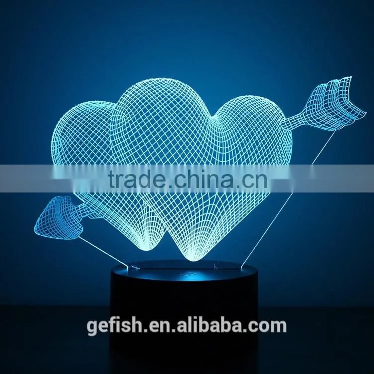 Fancy customized 3D acrylic table led lamp with battery wholesale