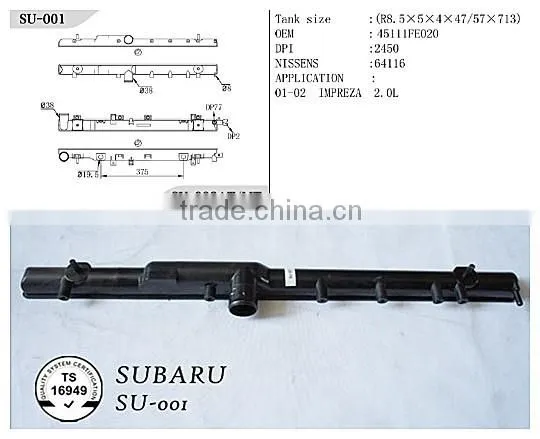 Auto engine radiator plastic tank for s ubaru impreza auto share parts