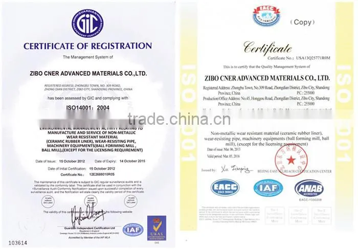 High alumina ceramic rubber liner with steel backing plate, rubber ceramic liner with bolt connection