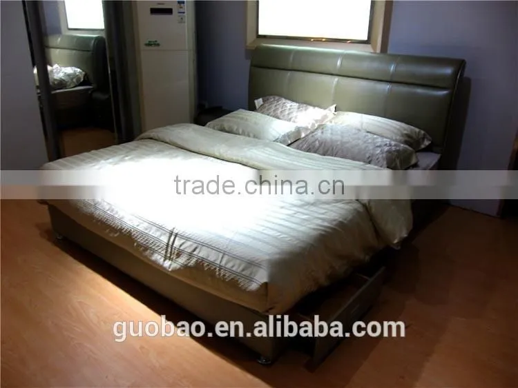 G6631 home bedroom furniture/soft bed with storage drawers/latest leather bed designs with storage drawers