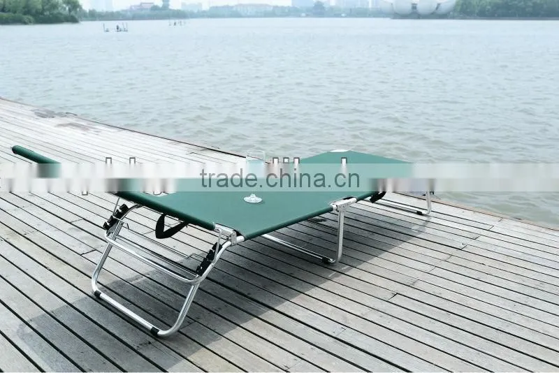 Beach folidng sun lounger with adjustable backrest