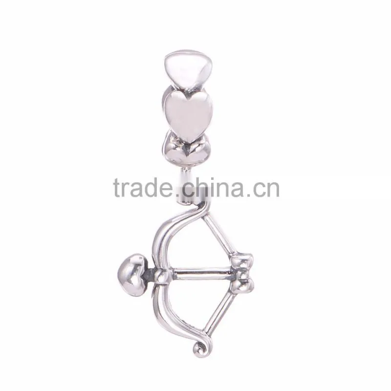 The True Love Bringer of Silver Cupid's Bow for Necklace & Bracelet 925 Silver Pendant Beautiful Arrow Charms for Girl