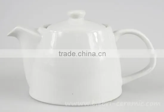 Small Plain White Antique Decorative Ceramic stump Teapot With Decals Logos Printed