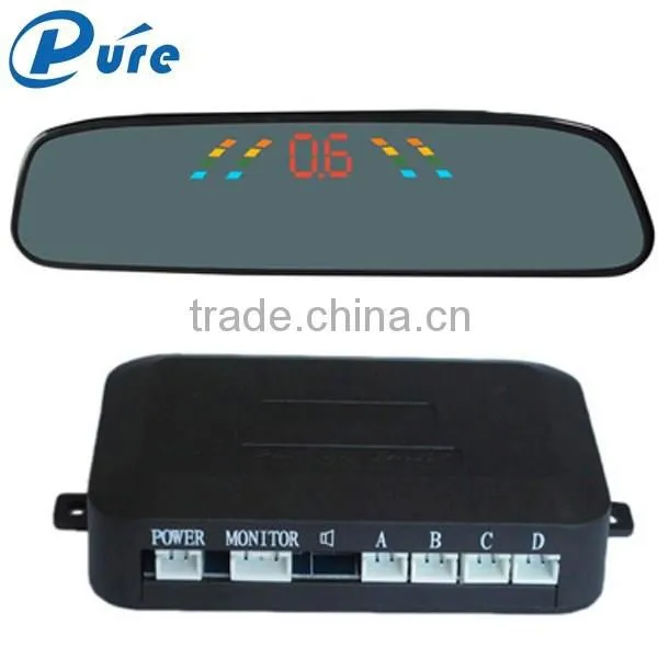 High quality led display rear view mirror car parking sensor system with 4 sensors