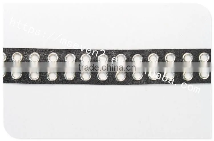 High quality 3.3cm width black leather eyelet trims for shoes wholesale