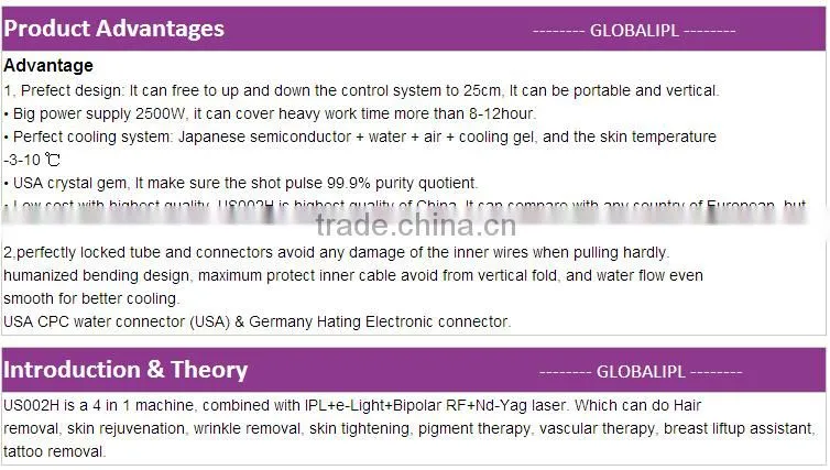 2016 innovative product ipl rf opt e light hair removal body lifting machine