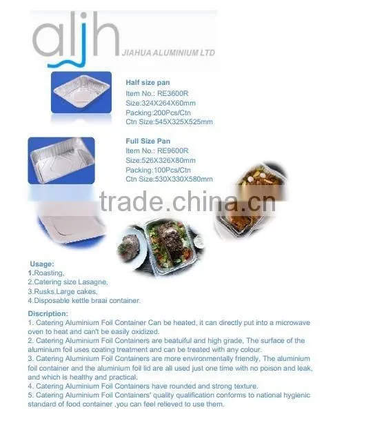 Disposable rectangle aluminium foil baking pan,/oblong aluminium food pan