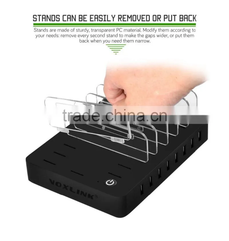 New Arrival Fashion VOXLINK Humanized Design 8-Port USB Charger With Transparent bracket PSE Black