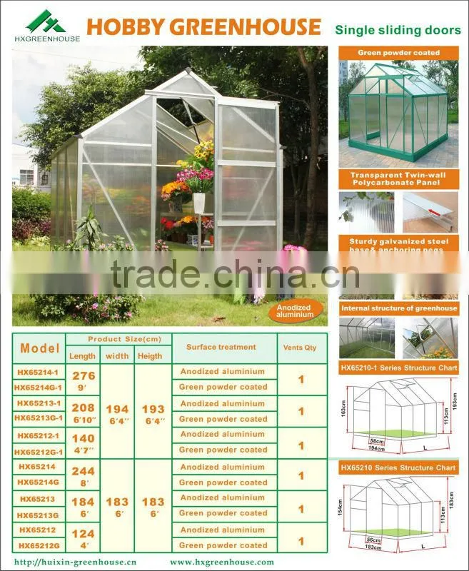 small size single sliding door modular greenhouse