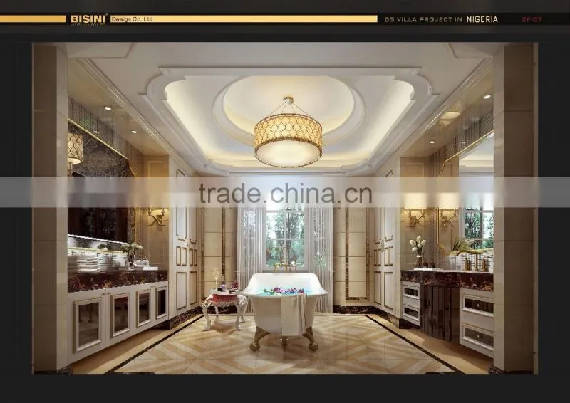 Luxury Classic Residential Bathroom 3D Interior Rendering Design for New Built Villa Wish Furnishing