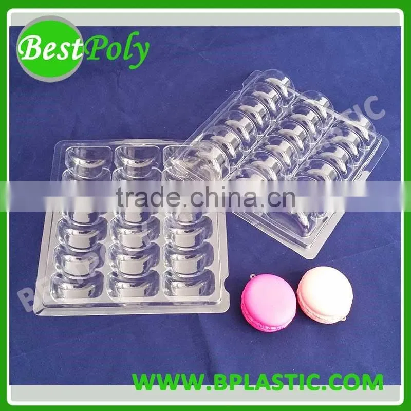 0.55mm clear PET clamshell macaron packaging for christmas