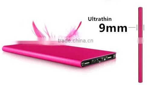 2016 custom logo metal mobile emergency battery power bank 10000mAh